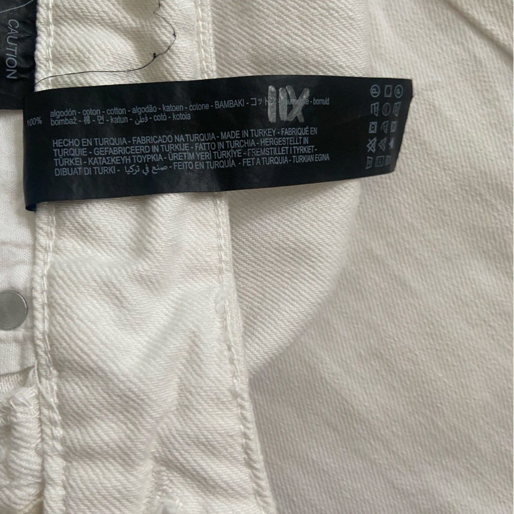 Zara High Rise Super Wide Crop Jeans Size 8 White 100% Cotton EUC - Picture 5 of 8
